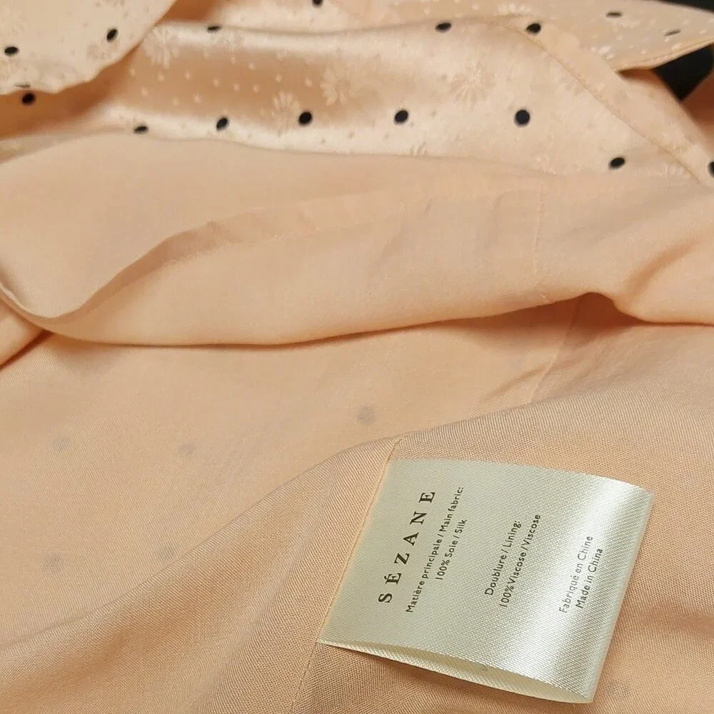Sézane Pink Printed Silk Long-Sleeve Midi Dress Size: XS - Picture 8 of 13